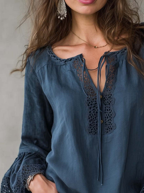 ๐๐Women's Retro Lace-collar Cotton-linen Shirt