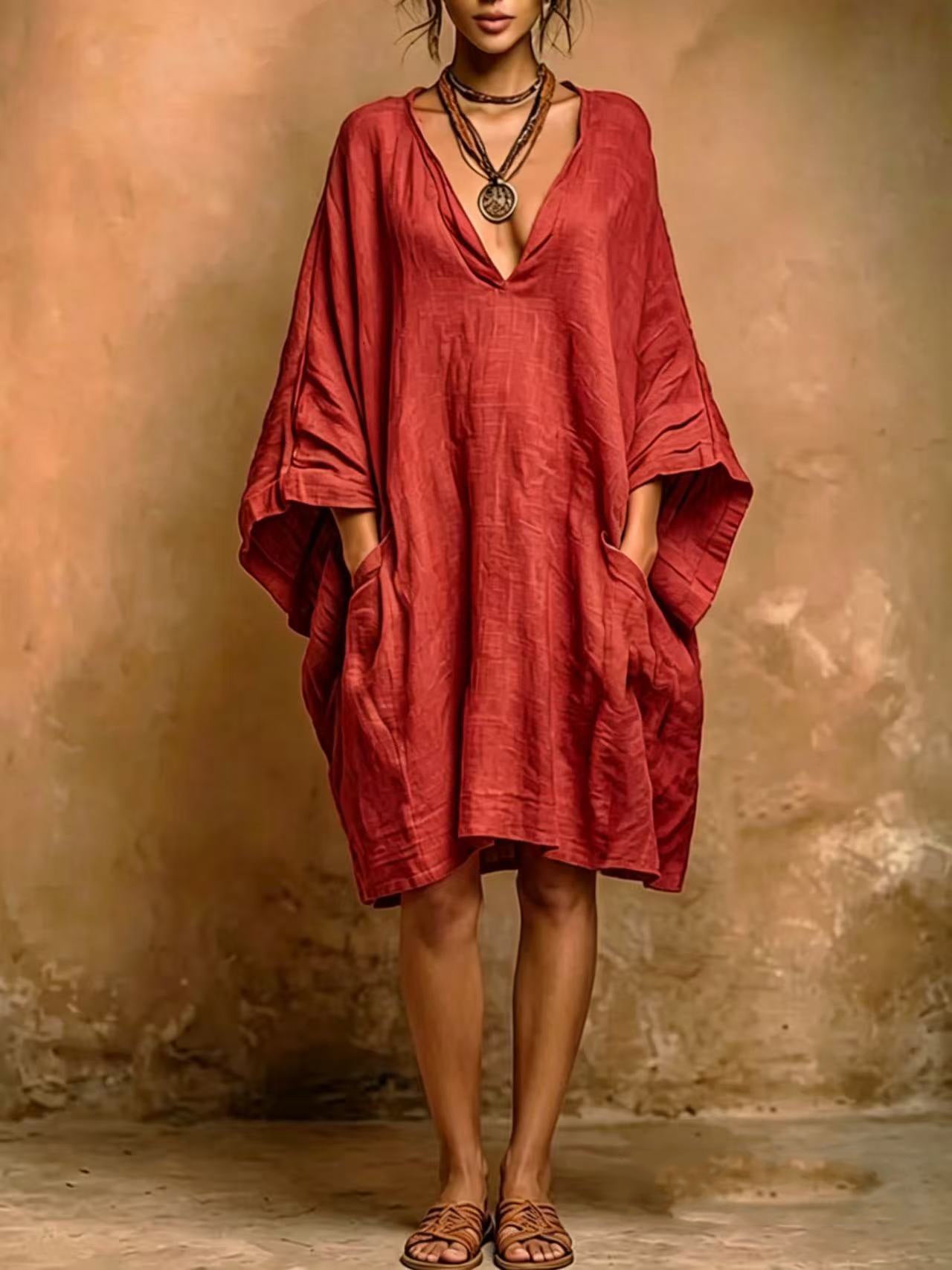 ๐๐Loose-fit Casual Linen And Cotton Dress