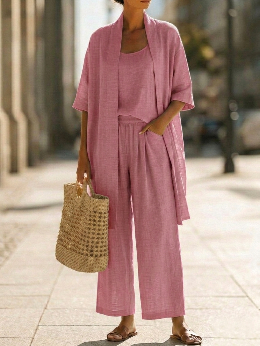 📦📦LAST DAY SAVE 49% ⏰Plus Size Friendly Minimalist Linen-cotton Three-piece Set - Comfortable For Everyday Wear