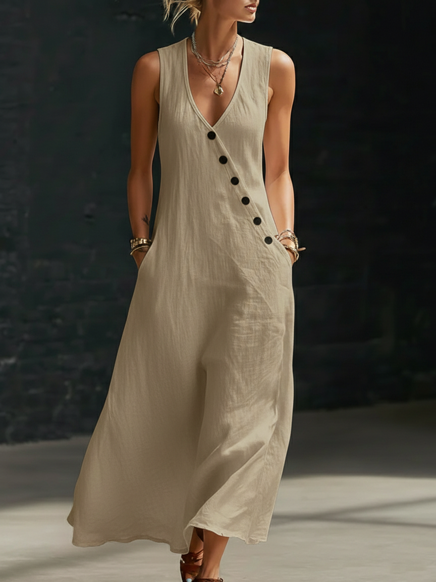 🤩🤩Button-Up Maxi Dress — Comfortable Minimalist Everyday Wear