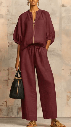 📦📦LAST DAY SAVE 49% ⏰Stylish Cozy Shirt &amp; Wide-Leg Pants Linen Cotton Two-Piece Set
