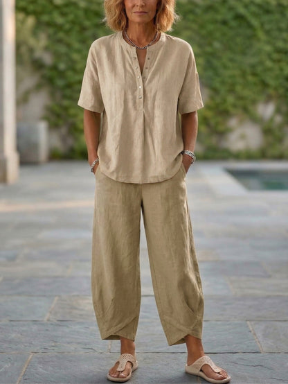 🎁New Arrivals🔥 Cozy Loose-fit Cotton Linen Two-piece Set