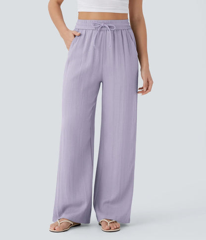 🤩🤩Lightweight Linen Pants Solid Color Drawstring Casual Pants🥰Breathable & Skin-Friendly