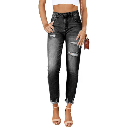 EVALESS Women's High Waist Plenty Jeans,Ripped Boyfriend Distressed Straight Leg Jenas,Tummy Control Lightweight Stretchy Trouser Ankle Denim Pants,2026 Trendy Womenswear Fall Outfits SwimWeek