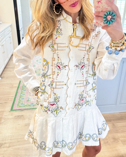 🎁New Arrivals🔥Vintage Button-Up Ruffle Hem Dress