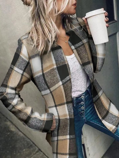 💝💝Women's Basic Solid Color Pocket Long Sleeve Open Front Fitted Coat Fabric, Casual Longline Outerwear for Fall & Winter, Ladies Clothes for Daily Wear, Everyday, Womenswear Clothing for Women