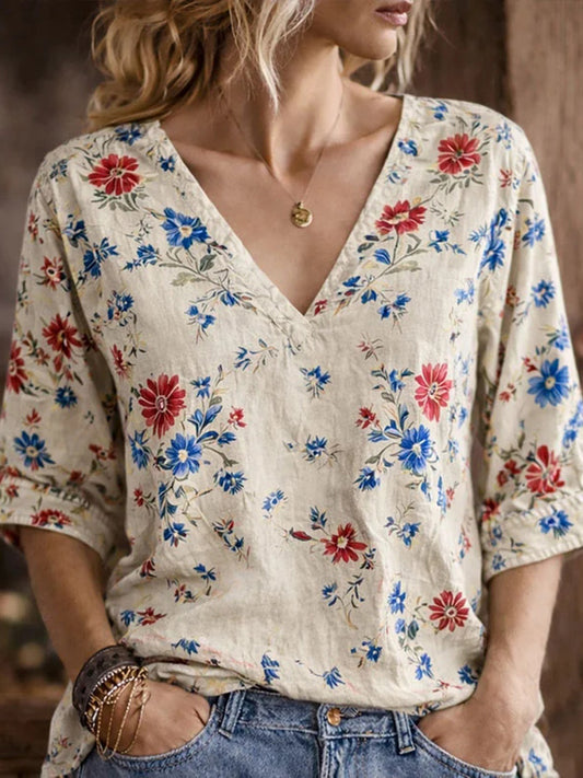Women's Independence Day Flora Art Print T-shirt