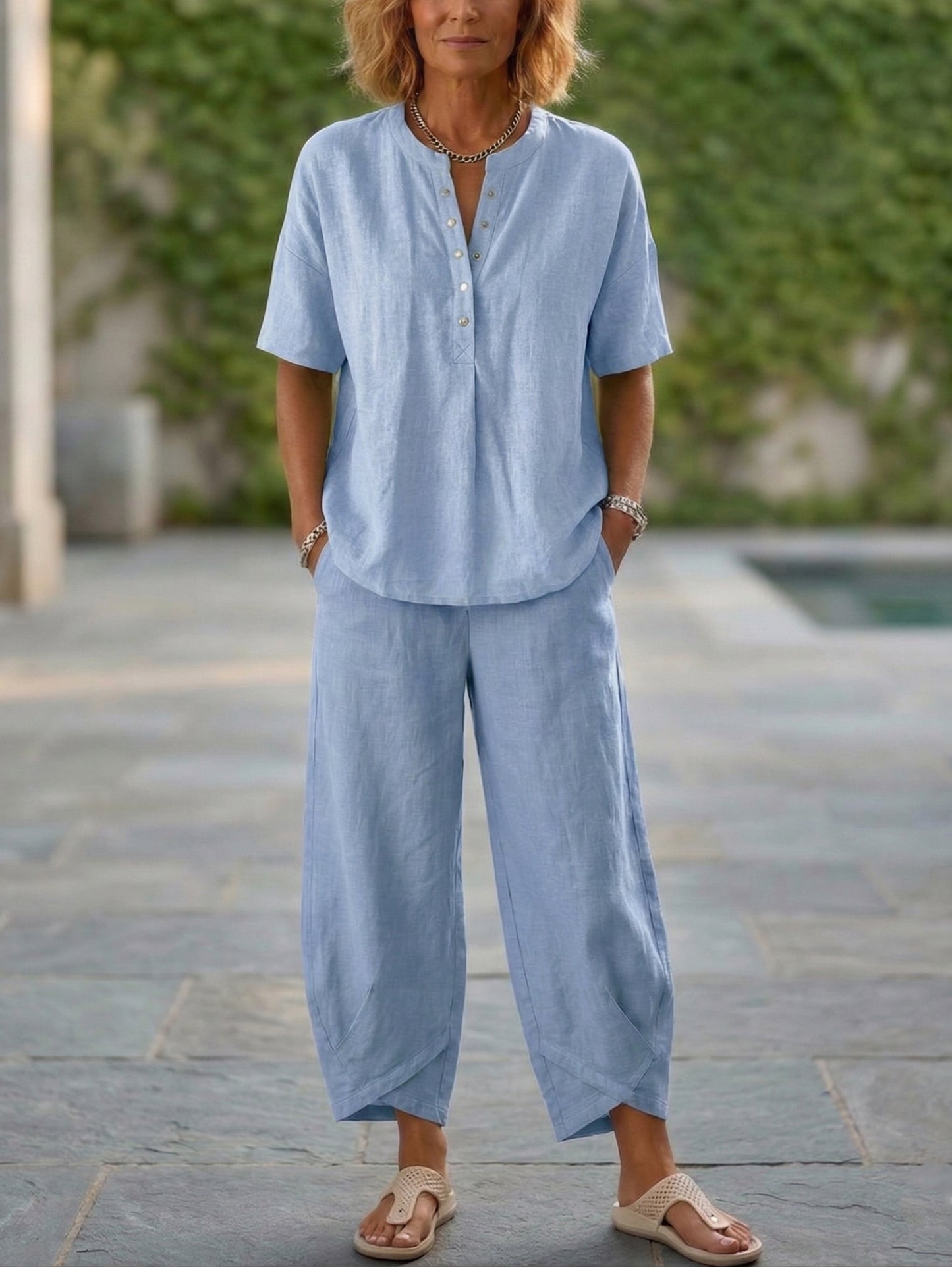 🎁New Arrivals🔥 Cozy Loose-fit Cotton Linen Two-piece Set