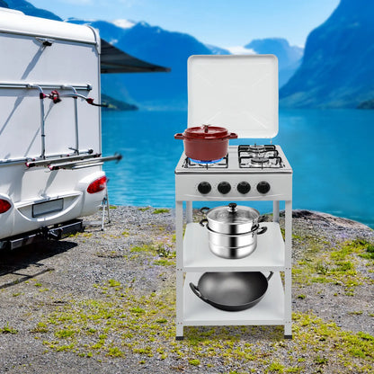 💥Factory Direct Sale💥 4 Burner Portable Gas Stove 🔥 NG/LPG Outdoor Cooktop for Camping & RV