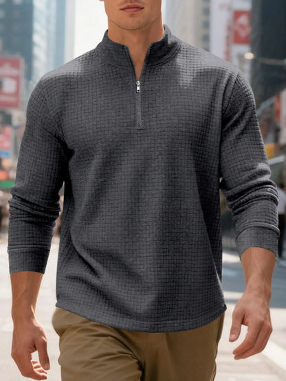 💝💝Men's Regular Fit Plain Half Zip Up Sweatshirt, Casual Long Sleeve Pullover for Spring & Fall, Fashion Men's Clothes for Daily Wear