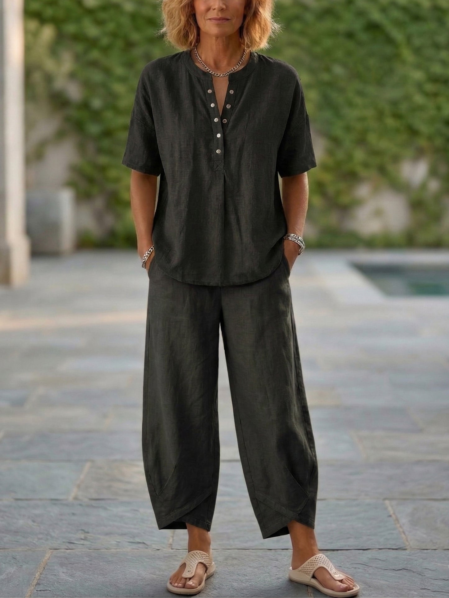 🎁New Arrivals🔥 Cozy Loose-fit Cotton Linen Two-piece Set