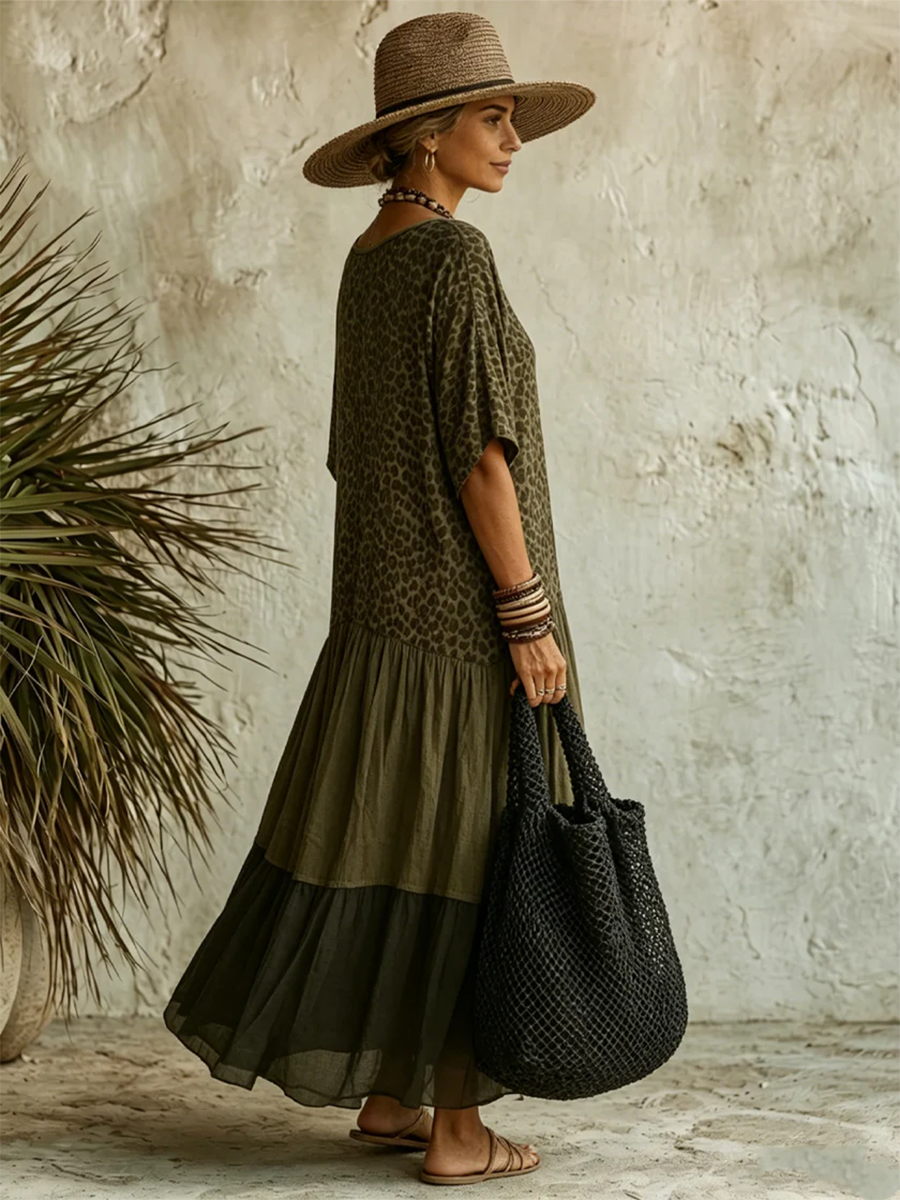 📦📦LAST DAY SAVE 49% ⏰Casual Leopard-print Spliced chiffon & Cotton Dress