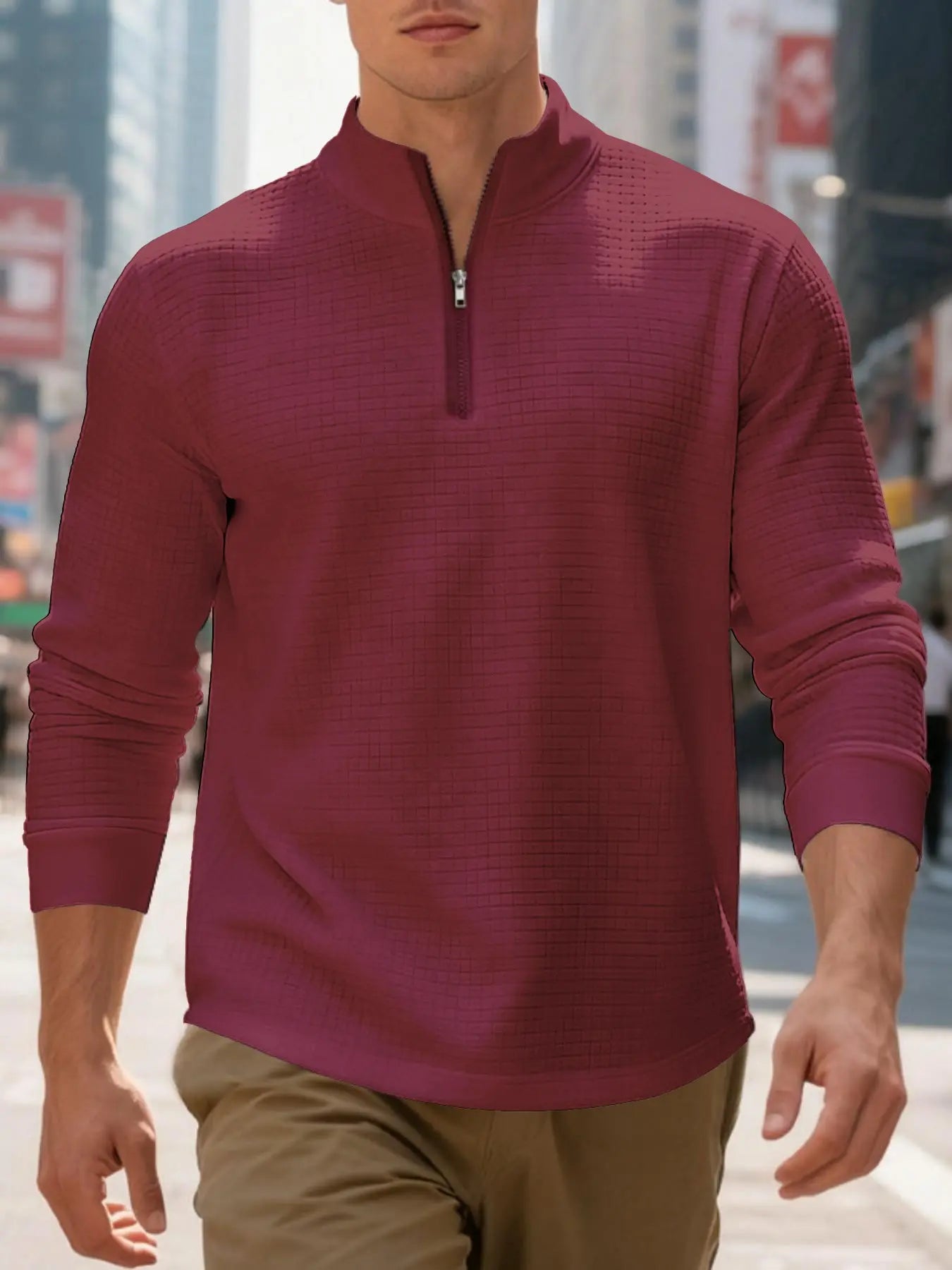 💝💝Men's Regular Fit Plain Half Zip Up Sweatshirt, Casual Long Sleeve Pullover for Spring & Fall, Fashion Men's Clothes for Daily Wear
