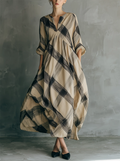 📦📦LAST DAY SAVE 49% ⏰Artistic Brushstroke Print Loose Cotton-linen Dress