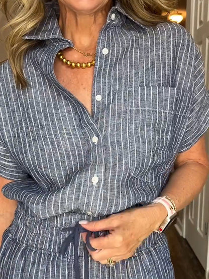 🎁New Arrivals🔥 Classic Striped Pocket Shirt Set