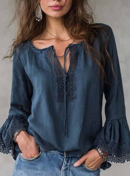 💝💝Women's Retro Lace-collar Cotton-linen Shirt