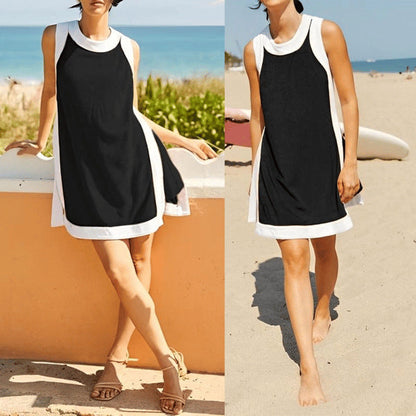 Yeokou Women's 2 Piece Outfits Sets Casual Color Block Crewneck Short Sleeveless Pullover Tops Matching Shorts with Pockets Womenswear Lightweight, Women's Clothes, 2 Piece Sets