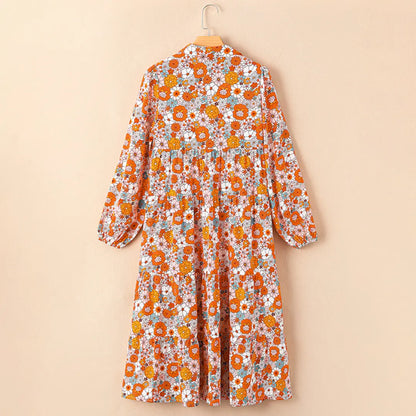 💝💝Dokotoo Women's Casual Bohemian Floral Dress 2026 V-Neck Long Puff Sleeve Midi Dress Soft Fabric Comfortable Summer Dress - Womenswear
