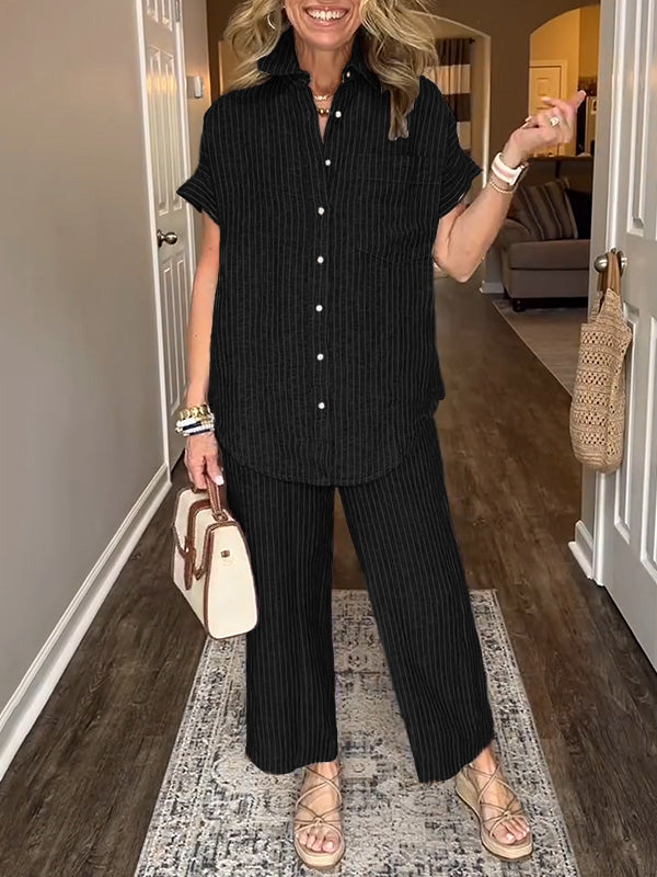 🎁New Arrivals🔥 Classic Striped Pocket Shirt Set