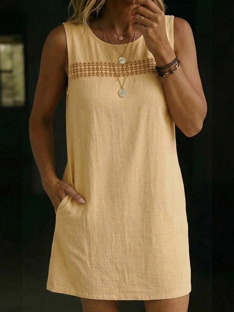 📦📦Mother's Day Sale 49% Off ⏰Linen-Blend Sleeveless Shift Dress