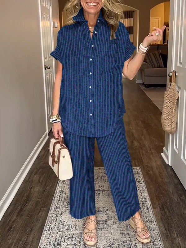 🎁New Arrivals🔥 Classic Striped Pocket Shirt Set