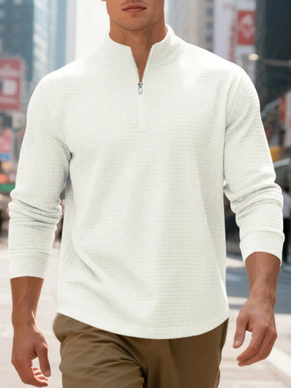 💝💝Men's Regular Fit Plain Half Zip Up Sweatshirt, Casual Long Sleeve Pullover for Spring & Fall, Fashion Men's Clothes for Daily Wear