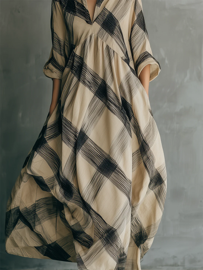 📦📦LAST DAY SAVE 49% ⏰Artistic Brushstroke Print Loose Cotton-linen Dress