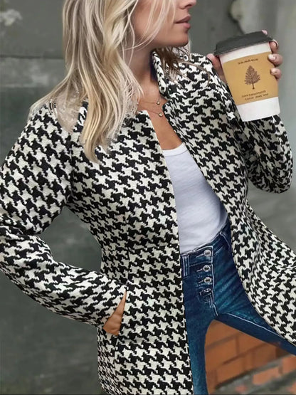 💝💝Women's Basic Solid Color Pocket Long Sleeve Open Front Fitted Coat Fabric, Casual Longline Outerwear for Fall & Winter, Ladies Clothes for Daily Wear, Everyday, Womenswear Clothing for Women