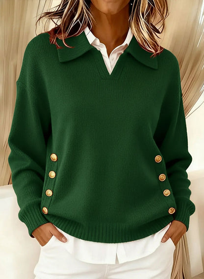 🤩🤩 Women's Comfortable Metal Buckle Pullover Cashmere Sweater