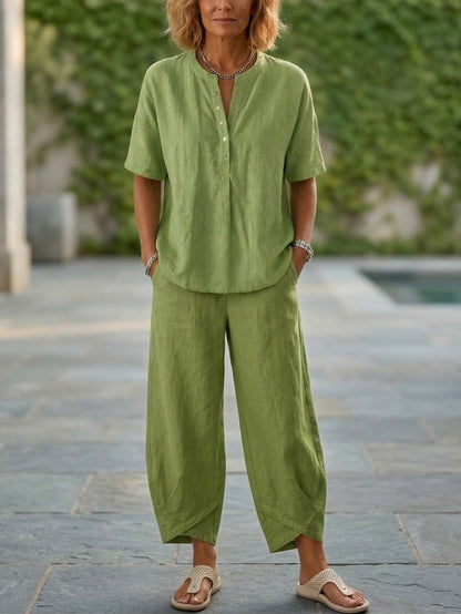 🎁New Arrivals🔥 Cozy Loose-fit Cotton Linen Two-piece Set