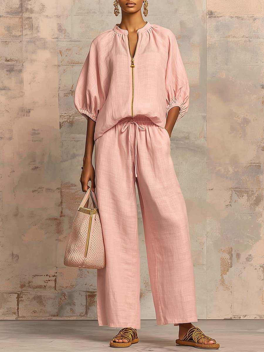 📦📦LAST DAY SAVE 49% ⏰Stylish Cozy Shirt &amp; Wide-Leg Pants Linen Cotton Two-Piece Set
