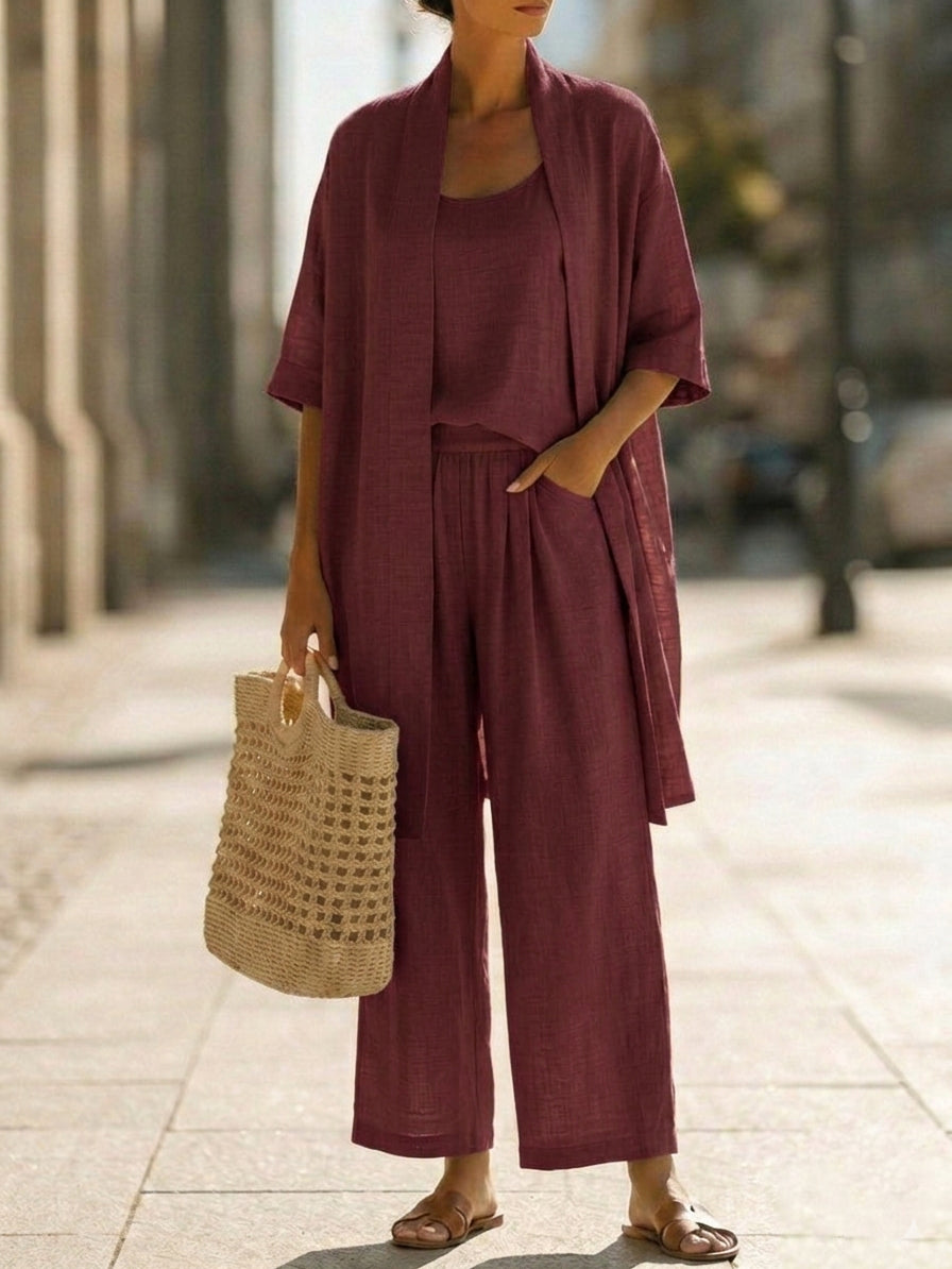 📦📦LAST DAY SAVE 49% ⏰Plus Size Friendly Minimalist Linen-cotton Three-piece Set - Comfortable For Everyday Wear