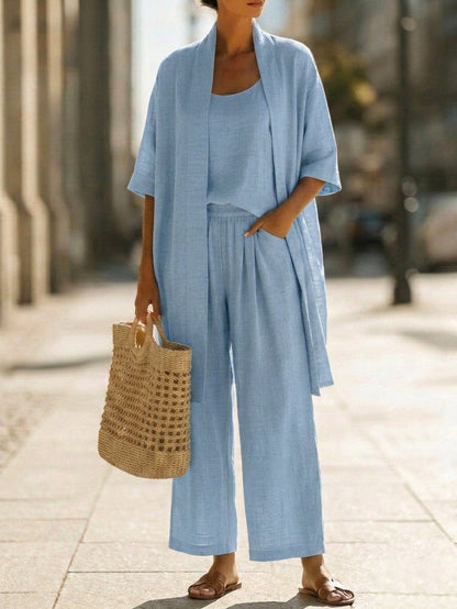📦📦LAST DAY SAVE 49% ⏰Plus Size Friendly Minimalist Linen-cotton Three-piece Set - Comfortable For Everyday Wear