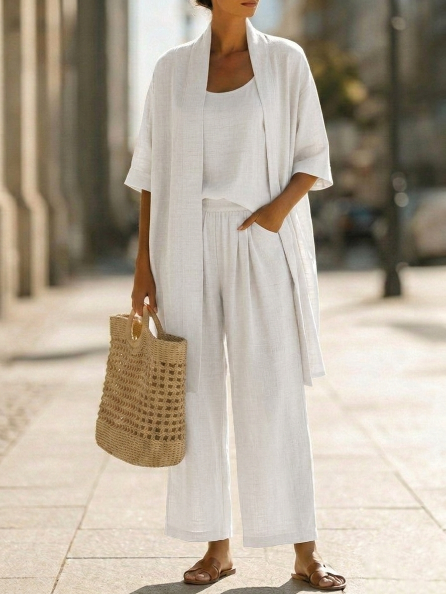 📦📦LAST DAY SAVE 49% ⏰Plus Size Friendly Minimalist Linen-cotton Three-piece Set - Comfortable For Everyday Wear