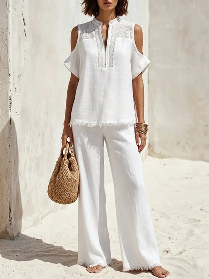 📦📦LAST DAY SAVE 49% ⏰Women's Off-shoulder Cotton Linen Vacation Set