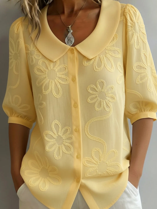 🤩🤩Vintage Peter Pan Collar Embroidered Floral Shirt