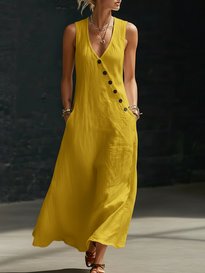 🤩🤩Button-Up Maxi Dress — Comfortable Minimalist Everyday Wear