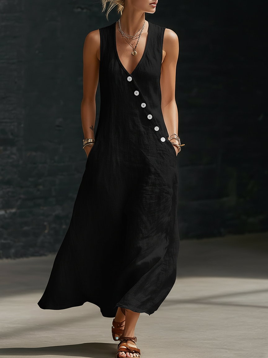 🤩🤩Button-Up Maxi Dress — Comfortable Minimalist Everyday Wear