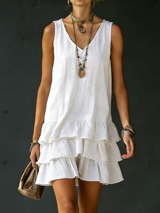 💝💝Women's Loose-fitting Solid Color Vest Dress