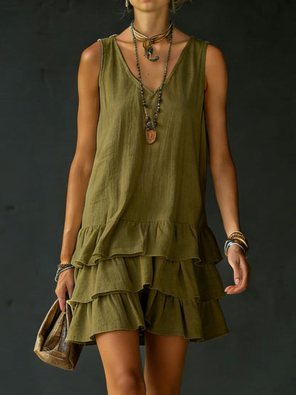 💝💝Women's Loose-fitting Solid Color Vest Dress