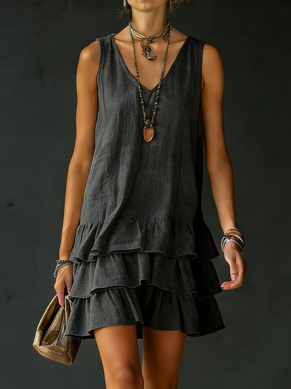 💝💝Women's Loose-fitting Solid Color Vest Dress