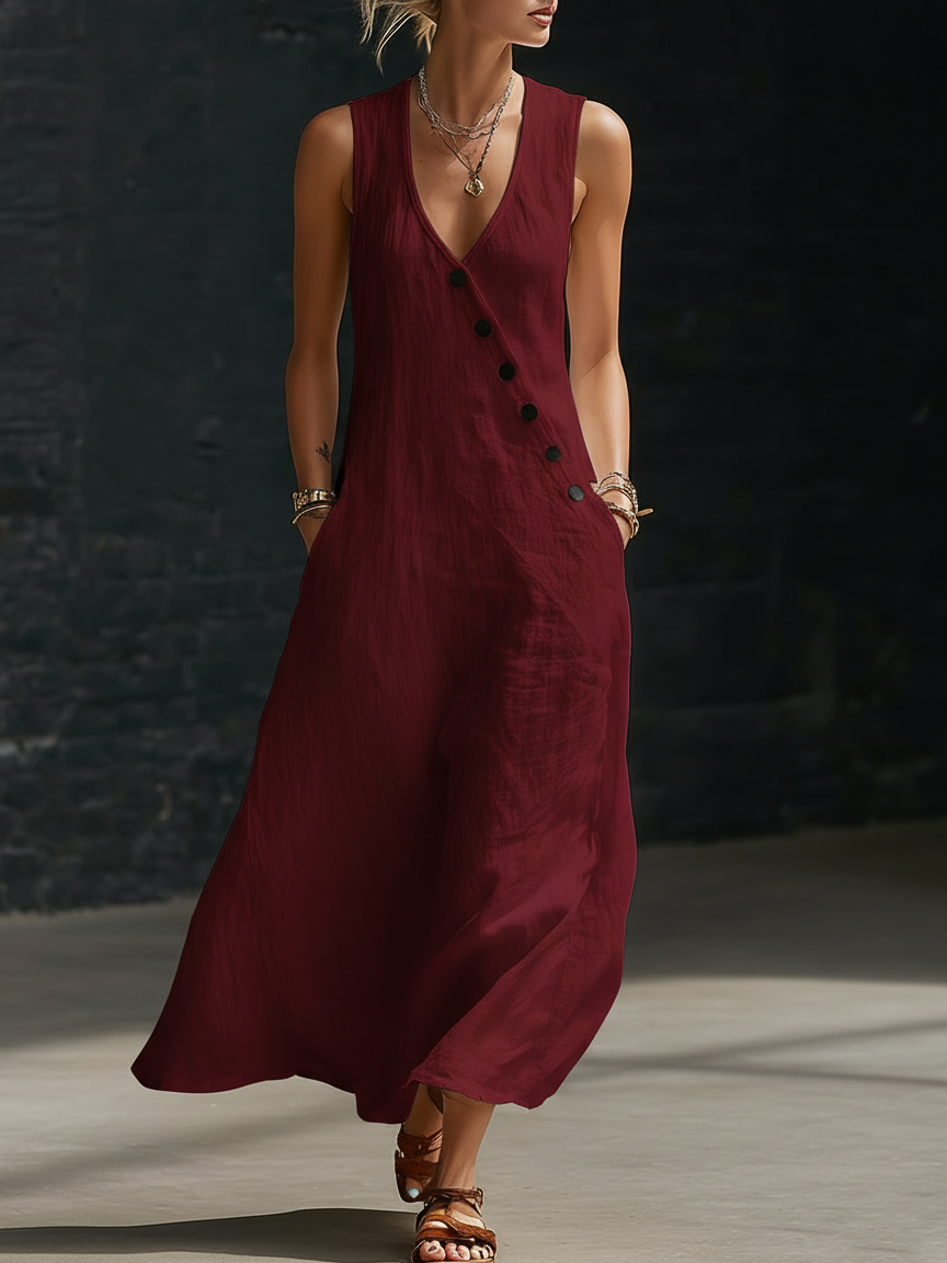 🤩🤩Button-Up Maxi Dress — Comfortable Minimalist Everyday Wear