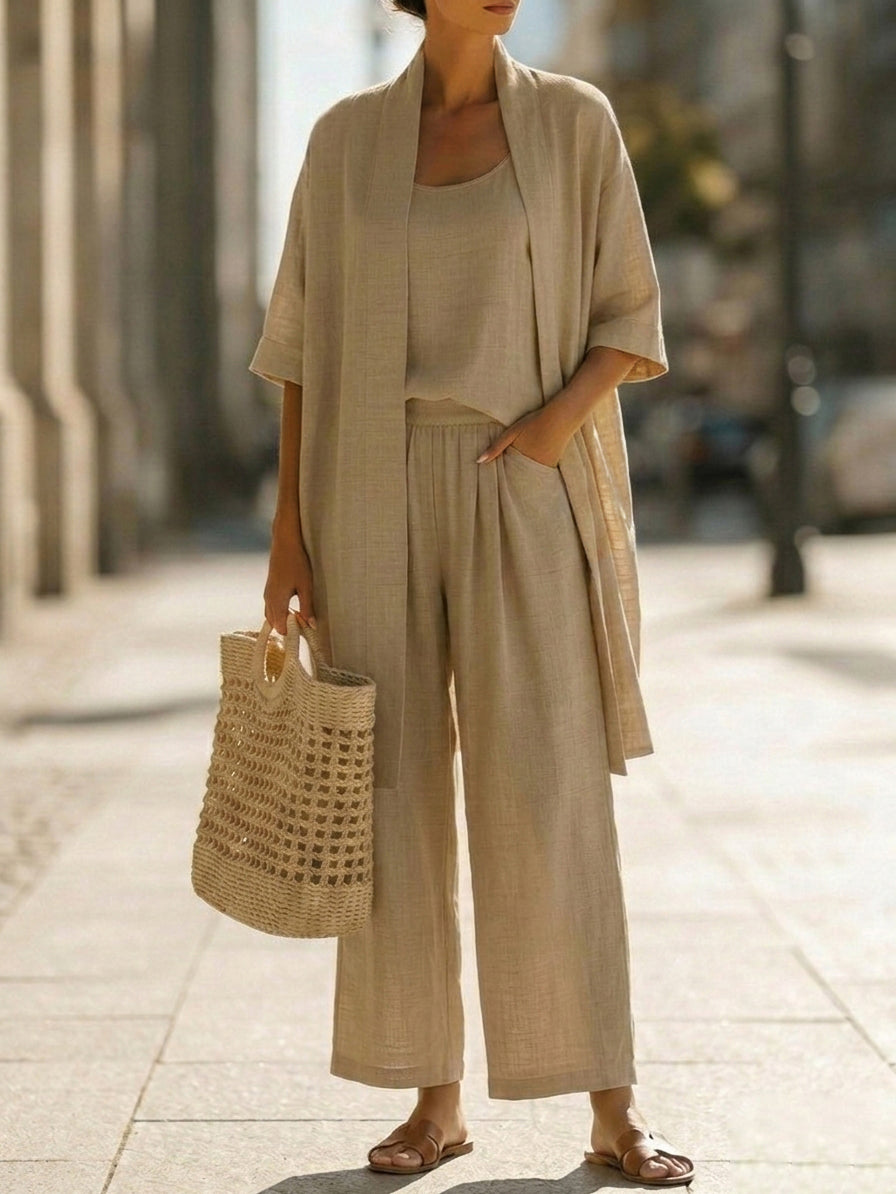 💝💝Minimalist Linen-cotton Three-piece Set - Comfortable For Everyday Wear