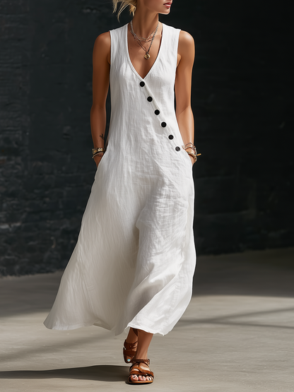 🤩🤩Button-Up Maxi Dress — Comfortable Minimalist Everyday Wear