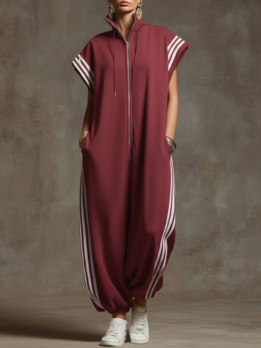 📦📦LAST DAY SAVE 49% ⏰Women's Stand-collar Short-sleeved Casual Loose Cotton Wide-leg Jumpsuit