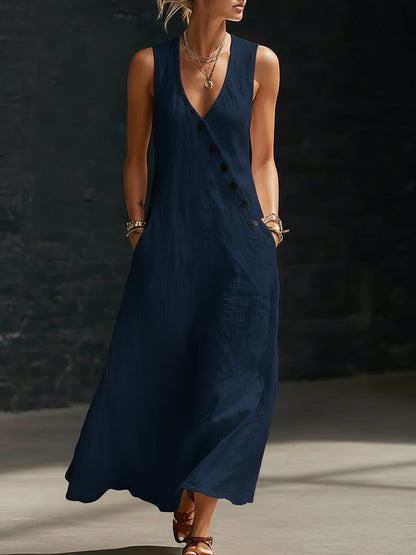 🤩🤩Button-Up Maxi Dress — Comfortable Minimalist Everyday Wear