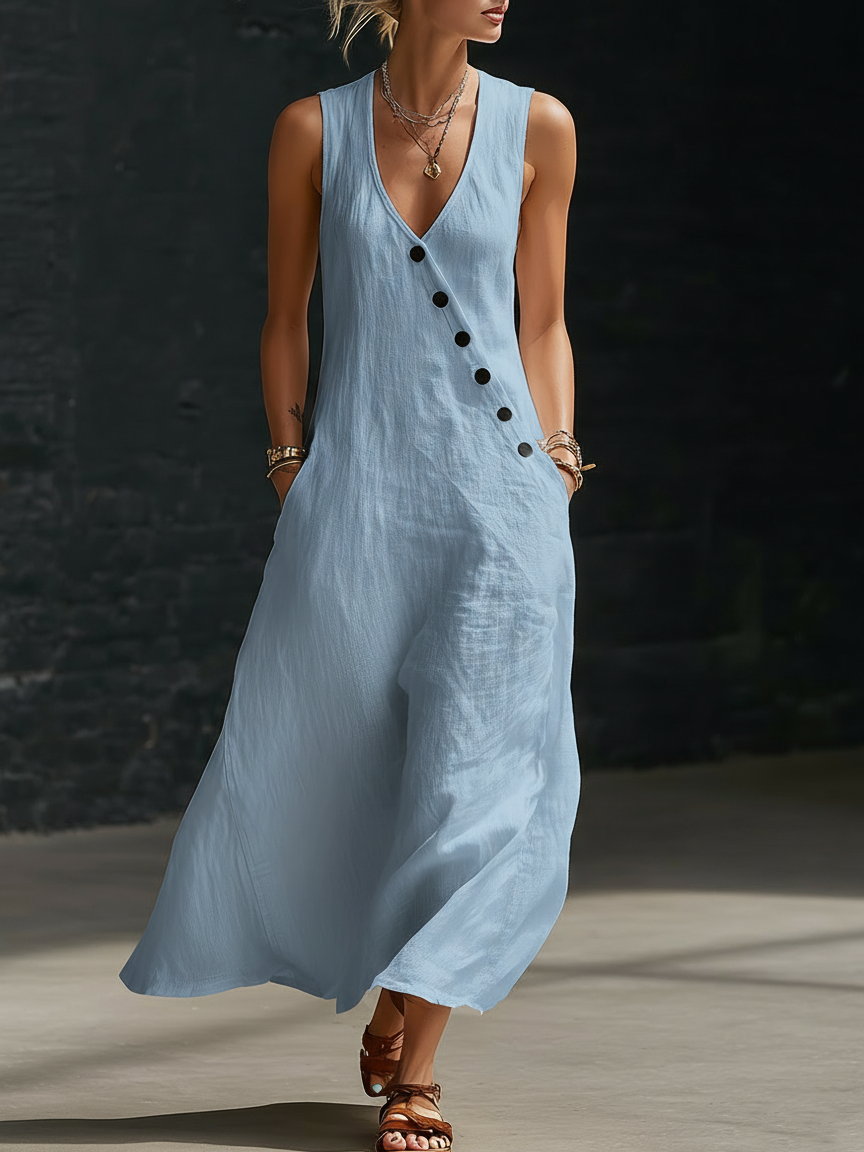 🤩🤩Button-Up Maxi Dress — Comfortable Minimalist Everyday Wear