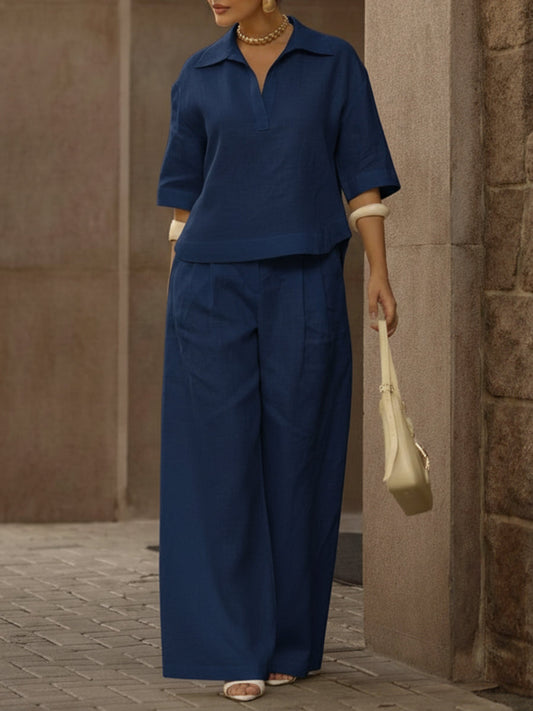 📦📦LAST DAY SAVE 49% ⏰Women's Casual Linen And Cotton Shirt And Wide-leg Pants Two-piece Set