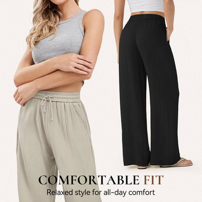 🤩🤩Lightweight Linen Pants Solid Color Drawstring Casual Pants🥰Breathable & Skin-Friendly