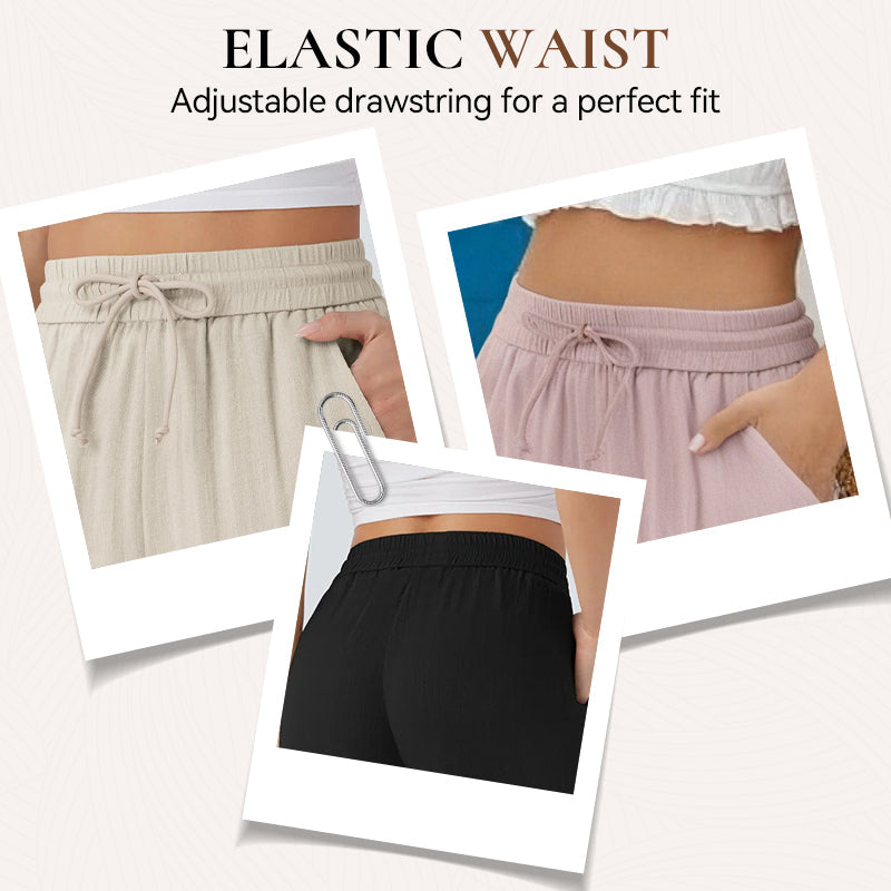 🤩🤩Lightweight Linen Pants Solid Color Drawstring Casual Pants🥰Breathable & Skin-Friendly